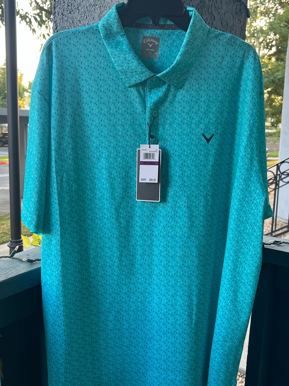 Callaway Men's Teal Micro-Pattern Performance Polo